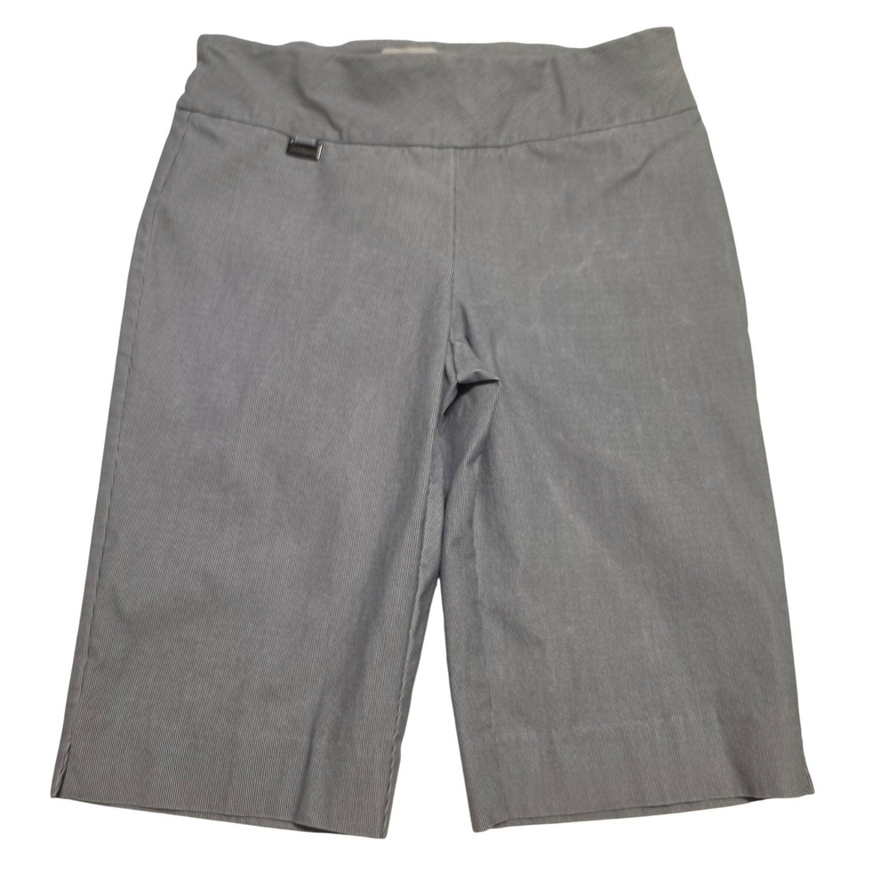 Peck & Peck Pinstripe Blue White Pull On Bermuda Shorts Size 8